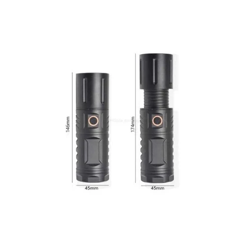 T40 High-Power LED Flashlight – USB Rechargeable Torch, 3×18650 Battery Support